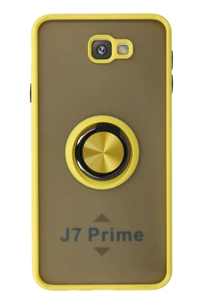 Samsung Galaxy J7 Prime Kılıf Montreal Yüzüklü Silikon Kapak - Sarı-(5796) ürün görseli 1
