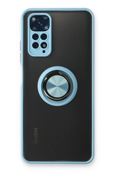 Xiaomi Redmi Note 11 Kılıf Montreal Yüzüklü Silikon Kapak - Buz Mavi-(5796) ürün görseli 1