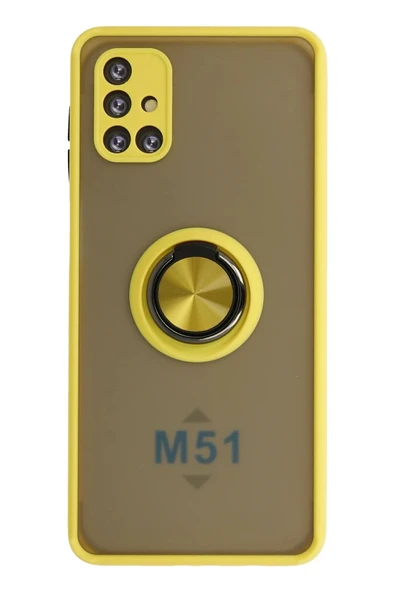 Samsung Galaxy M51 Kılıf Montreal Yüzüklü Silikon Kapak - Sarı-(5796) ürün görseli 1