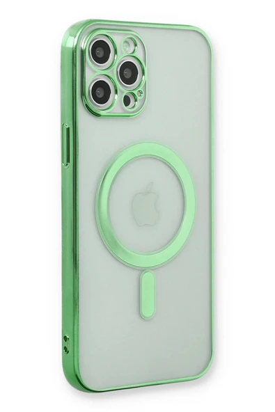 iPhone 12 Pro Kılıf Magneticsafe Lazer Silikon - Haki Yeşil-(5796) ürün görseli 1