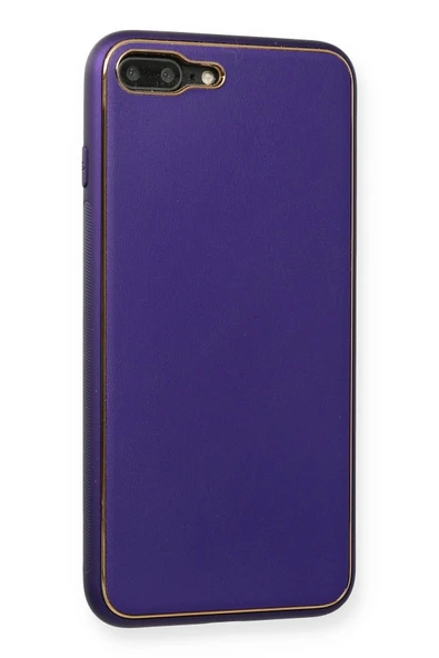 iPhone 7 Plus Kılıf Coco Deri Silikon Kapak - Mor-(5796) - Resim 2