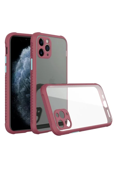 iPhone 11 Pro Kılıf Miami Şeffaf Silikon - Fuşya-(5796) ürün görseli 1