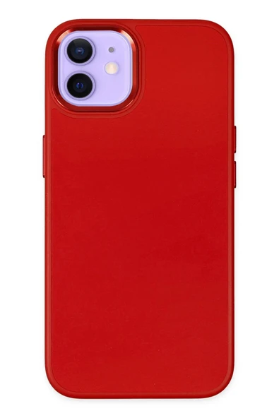 iPhone 12 Kılıf Asya Deri Silikon - Kırmızı-(5796) ürün görseli 1