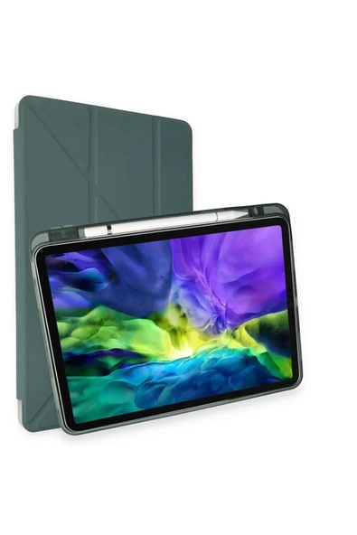 iPad Air 4 10.9 Kılıf Kalemlikli Mars Tablet Kılıfı - Koyu Yeşil-(5796) ürün görseli 1