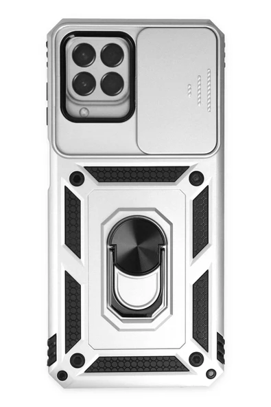 Samsung Galaxy M33 Kılıf Pars Lens Yüzüklü Silikon - Gümüş-(5796) ürün görseli 1