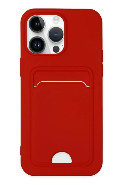 iPhone 14 Pro Kılıf Kelvin Kartvizitli Silikon - Kırmızı-(5796) ürün görseli 1