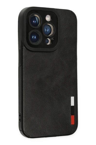 iPhone 14 Pro Kılıf Loop Deri Silikon - Siyah-(5796) - Resim 2