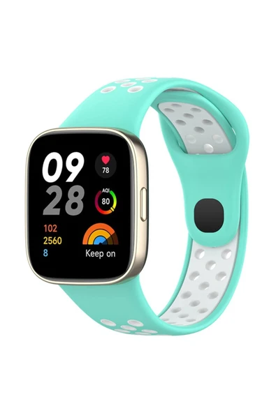 Xiaomi Redmi Watch 3 Spor Delikli Kordon - Turkuaz-Beyaz-(5796) ürün görseli 1