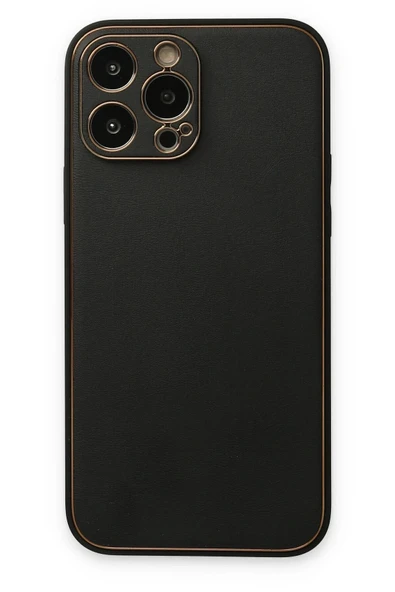 iPhone 14 Pro Kılıf Coco Deri Silikon Kapak - Siyah-(5796) ürün görseli 1