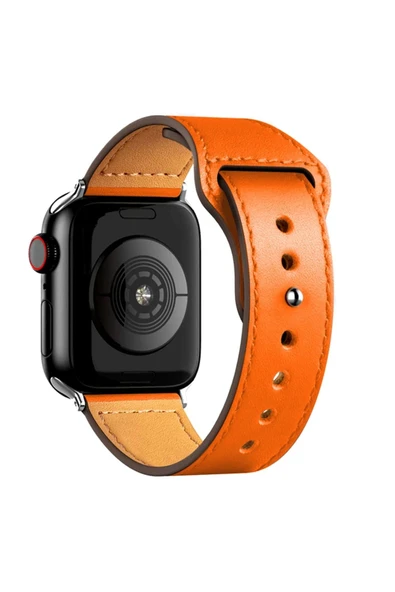 Apple Watch 38mm KR415 Luaz Deri Kordon - Turuncu-(5796) ürün görseli 1