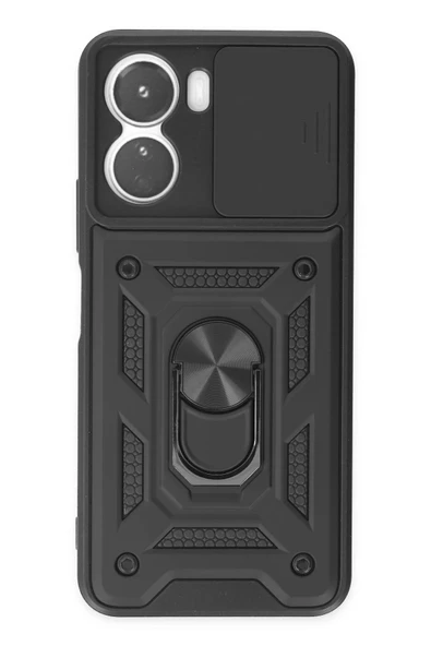 Vivo Y16 Kılıf Pars Lens Yüzüklü Silikon - Siyah-(5796) ürün görseli 1