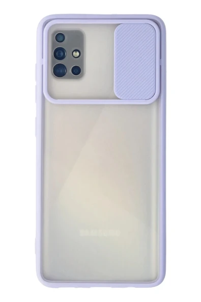 Samsung Galaxy A71 Kılıf Palm Buzlu Kamera Sürgülü Silikon - Lila-(5796) ürün görseli 1