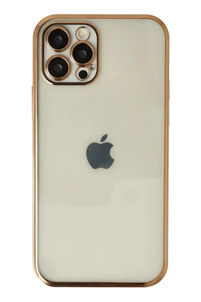 iPhone 12 Pro Kılıf Lensli Silikon - Gold-(5796) ürün görseli 1
