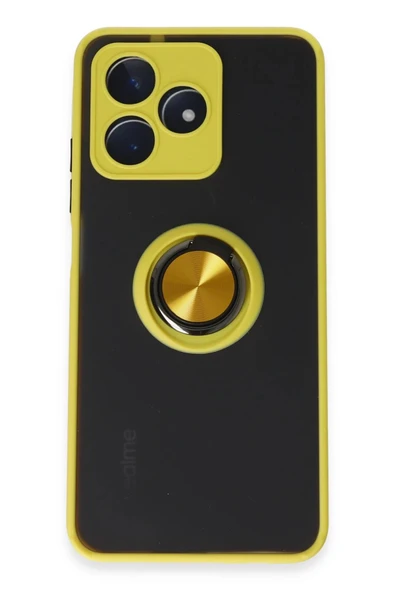 Realme C53 Kılıf Montreal Yüzüklü Silikon Kapak - Sarı-(5796) ürün görseli 1
