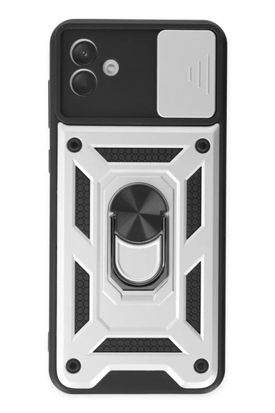Samsung Galaxy A04 Kılıf Pars Lens Yüzüklü Silikon - Gümüş-(5796) ürün görseli 1