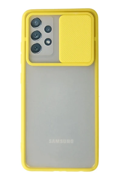 Samsung Galaxy A52 Kılıf Palm Buzlu Kamera Sürgülü Silikon - Sarı-(5796) ürün görseli 1