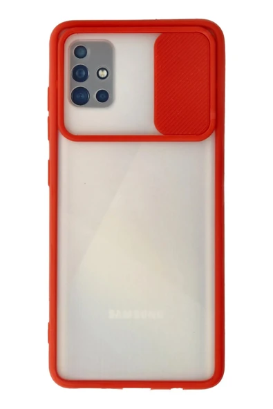 Samsung Galaxy A71 Kılıf Palm Buzlu Kamera Sürgülü Silikon - Kırmızı-(5796) ürün görseli 1