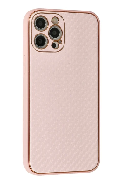 iPhone 12 Pro Max Kılıf Coco Karbon Silikon - Pembe-(5796) - Resim 2