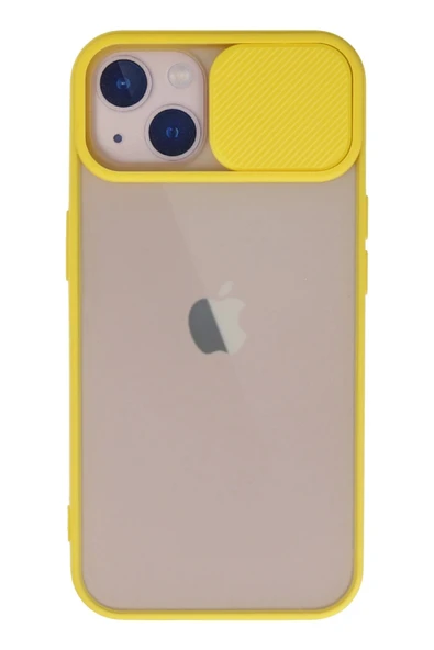 iPhone 13 Kılıf Palm Buzlu Kamera Sürgülü Silikon - Sarı-(5796) ürün görseli 1