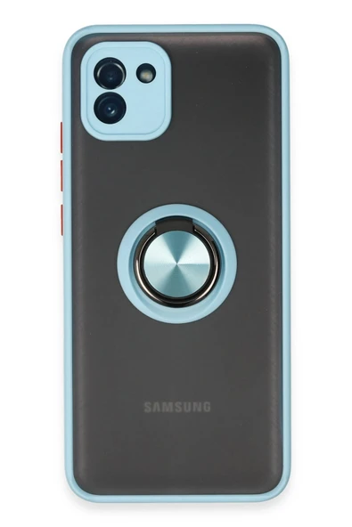 Samsung Galaxy A03 Kılıf Montreal Yüzüklü Silikon Kapak - Buz Mavi-(5796) ürün görseli 1