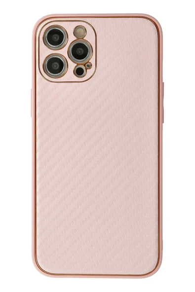 iPhone 12 Pro Max Kılıf Coco Karbon Silikon - Pembe-(5796) ürün görseli 1