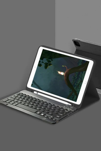 iPad Pro 12.9 (2022) Kılıf KC01 Smart Klavyeli Tablet Kılıfı - Siyah-(5796) ürün görseli 1