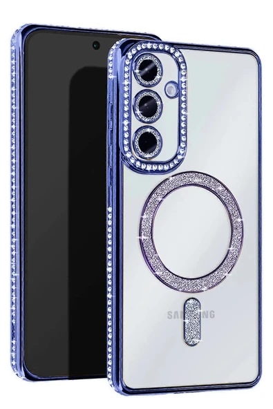 Samsung Galaxy S25 Kılıf Joke Simli Magneticsafe Kılıf - Mavi-(5796) ürün görseli 1