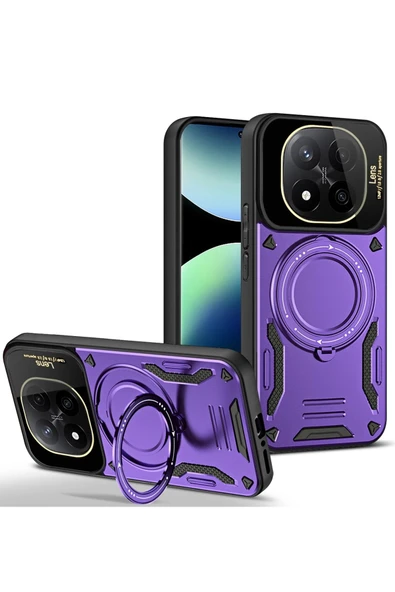 Xiaomi Redmi Note 14 Pro Plus Kılıf Joy Lens Standlı Kapak - Mor-(5796) ürün görseli 1