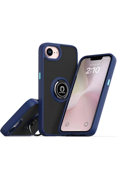 iPhone 16E Kılıf Montreal Yüzüklü Silikon Kapak - Lacivert-(5796) ürün görseli 1