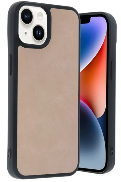 iPhone 15 Kılıf Aras Deri Kapak - Pudra-(5796) ürün görseli 1