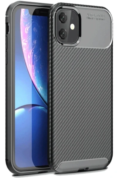 iPhone 11 Kılıf Auto Focus Karbon Kapak - Siyah-(5796) ürün görseli 1