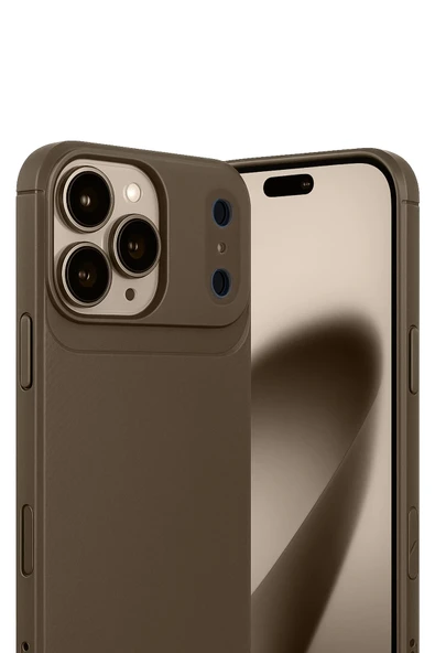 Apple iPhone 17 Pro Auto Focus Karbon Kapak - Kahverengi-(5796) ürün görseli 1