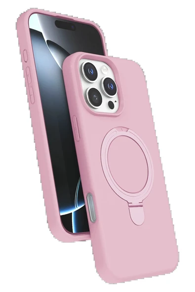 Apple iPhone 16 Pro Regal Magsafe Standlı Kapak - Açık Pembe-(5796) ürün görseli 1