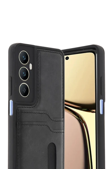 Realme C65 Sara Kartvizitli Deri Kılıf - Siyah-(5796) ürün görseli 1