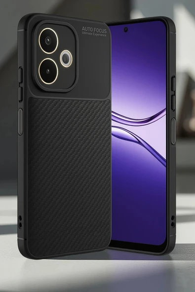 Oppo A5 Pro 4G Kılıf Auto Focus Karbon Kapak - Siyah-(5796) ürün görseli 1