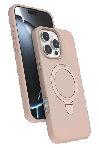 Apple iPhone 16 Pro Max Regal Magsafe Standlı Kapak - Çöl Titanyum-(5796) ürün görseli 1
