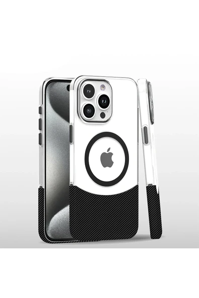 iPhone 16 Pro Max Carbon Puzzle Magsafe Kapak - Siyah-(5796) ürün görseli 1