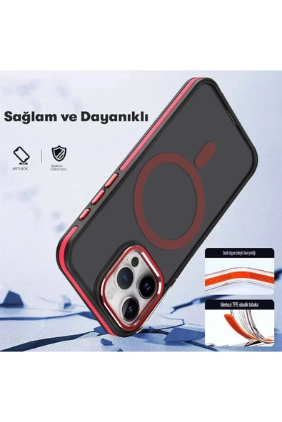 iPhone 15 Pro Winner Magsafe Kapak - Gri-(5796) - Resim 3