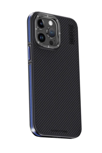 iPhone 15 Pro Kılıf Aramid 600D Kevlar Karbon Fiber Magsafe Kapak - Lacivert-(5796) ürün görseli 1