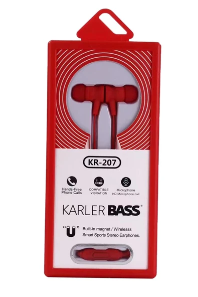 KR-207 Mıknatıslı Kablolu Kulaklık - Kırmızı-(5796) ürün görseli 1