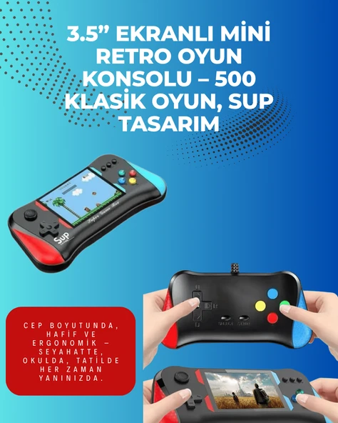 500 Retro Oyunlu Taşınabilir El Konsolu – X7M Modeli MİR39332800 ürün görseli 1