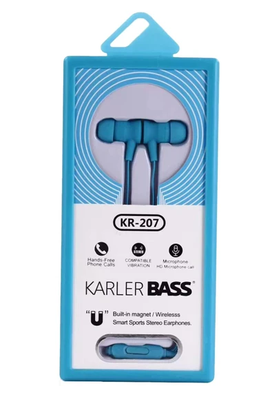 KR-207 Mıknatıslı Kablolu Kulaklık - Mavi-(5796) ürün görseli 1