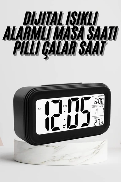 Dijital Masa Saati Termometre Takvim Led Ekran Pilli Ev Ofis Masası MİR60868470 ürün görseli 1