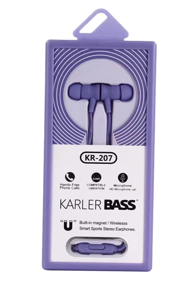 KR-207 Mıknatıslı Kablolu Kulaklık - Mor-(5796) ürün görseli 1