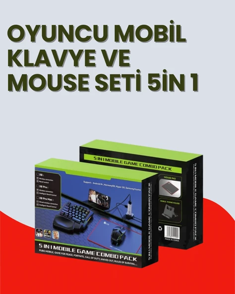 5in1 BT5.3 Mobil Oyun Kiti Klavye Mouse Dönüştürücü Seti MİR69271973 ürün görseli 1