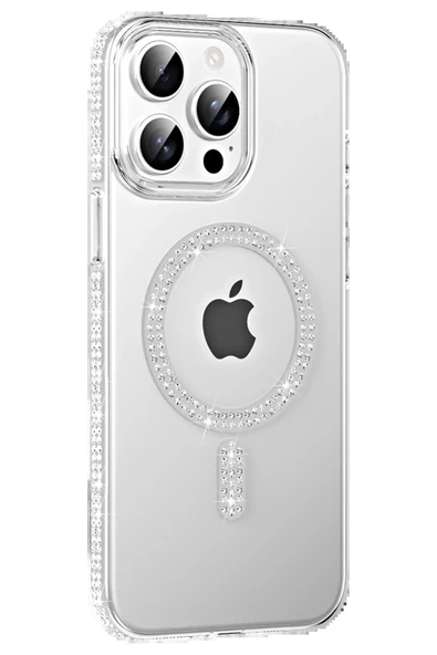 Apple iPhone 15 Pro Move Taşlı Magsafe Kapak - Natural Grey-(5796) ürün görseli 1