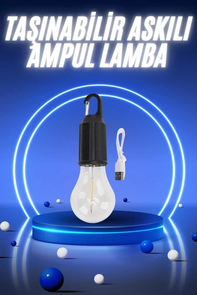 Taşınabilir Şarjlı Led Ampul Askılı Lamba Kamp Bahçe Lambası MİR84375038 ürün görseli 1