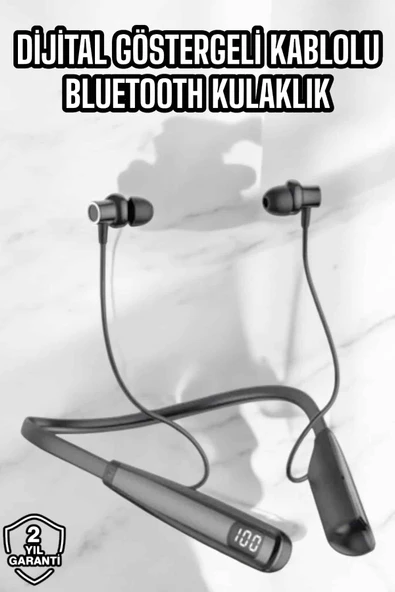 Dijital Göstergeli Kulak İçi Kablosuz Bluetooth Kulaklık Boyun Bantlı MİR07739610 ürün görseli 1