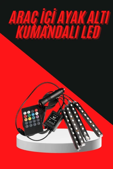 12 Ledli RGB Işıklı Araç Içi Ayak Altı Led Oto Ampul Kumandalı 7 Renk MİR38126018 ürün görseli 1