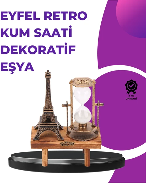 Ev, Ofis ve Kafeler İçin Retro Ahşap Kum Saati Dekorasyonu MİR24994772 ürün görseli 1